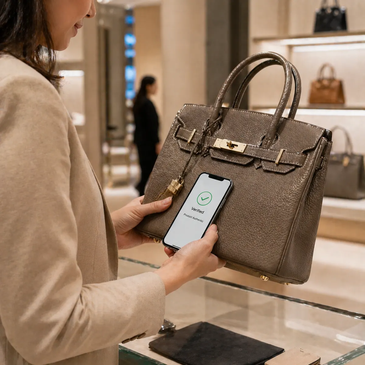 Customer verifying a product with TrueTap NFC authentication